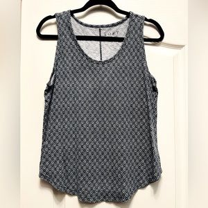 Ann Taylor Loft Vintage Soft Womens Floral Print Sleeveless Top Sz M Navy White